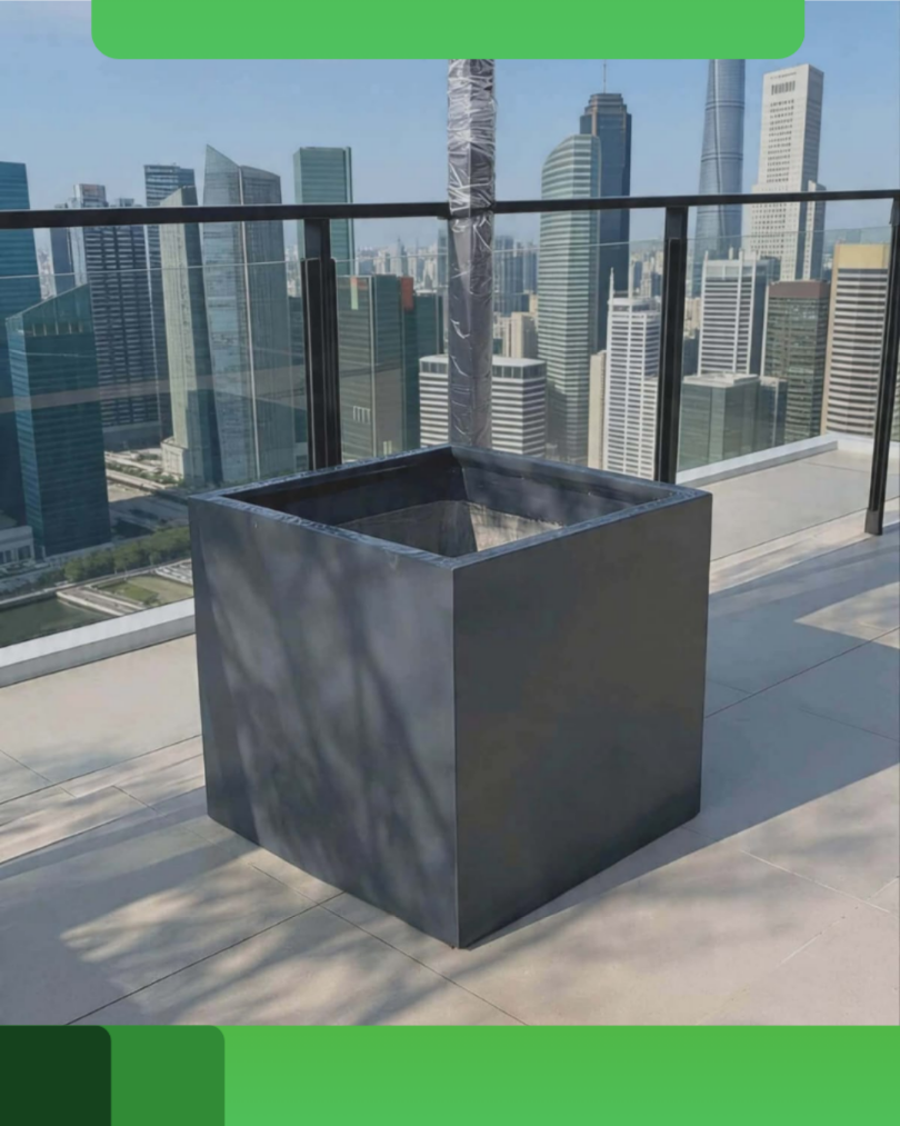 Square concrete pots by WMS