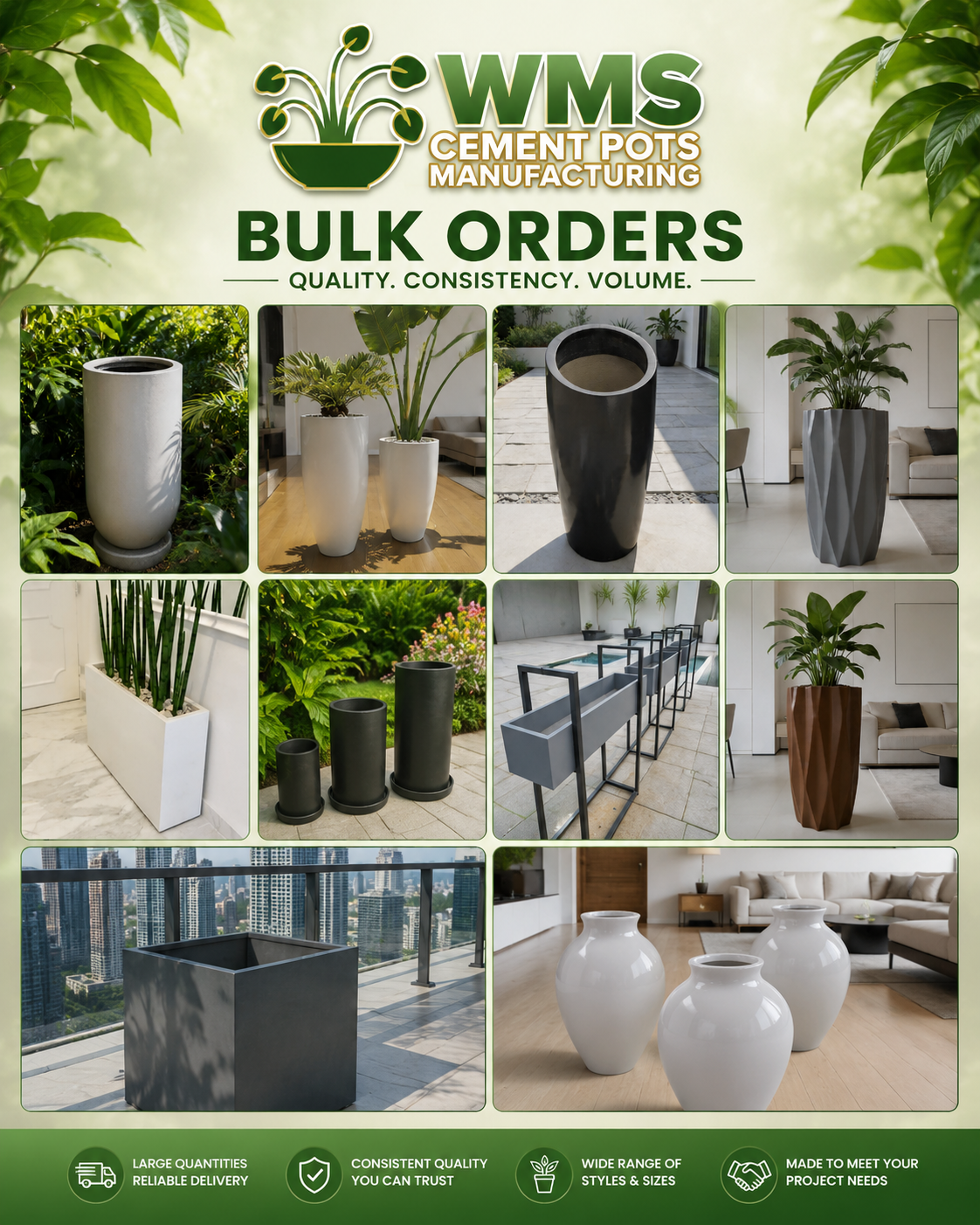 WMS bulk order concrete pot collection